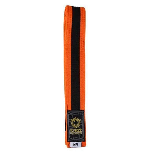 Kingz Kids Belts With Black Stripe BJJ Belts Kingz Orange/Black M00