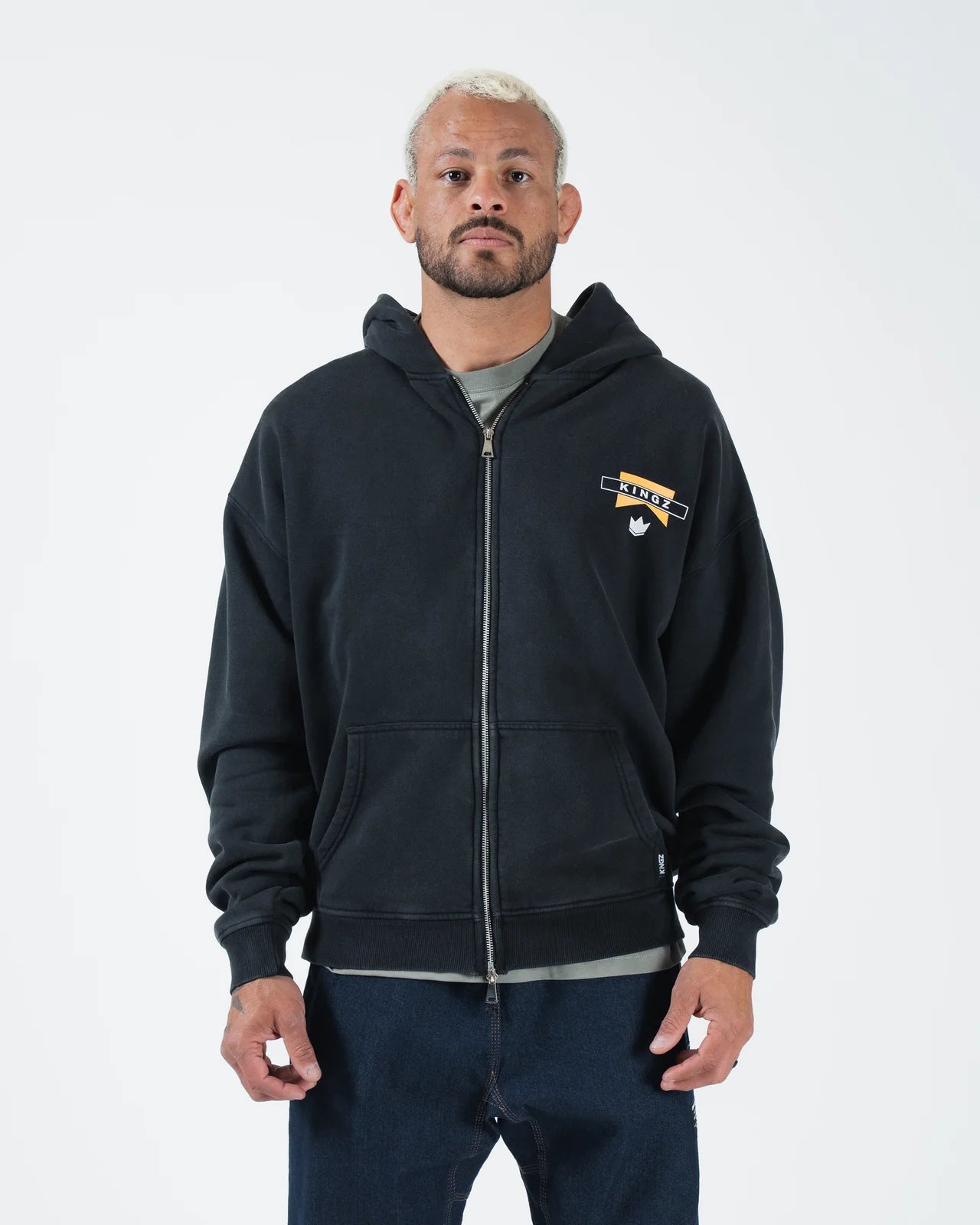 Kingz Flag Zip Up Hoodie Black