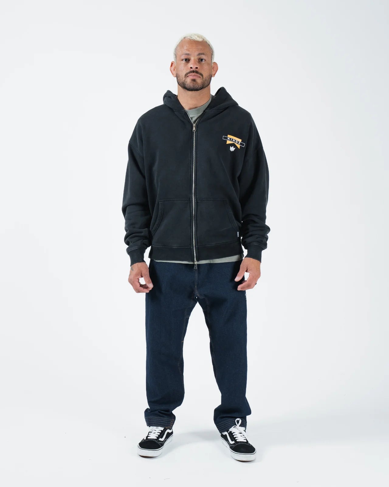 Kingz Flag Zip Up Hoodie Black