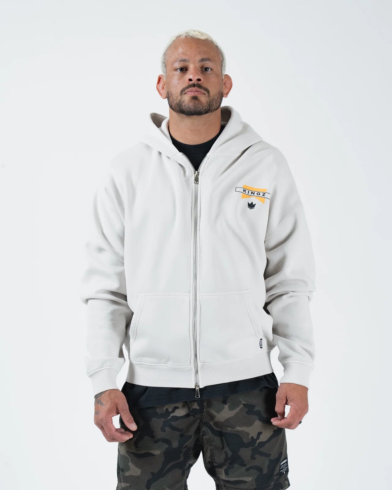 Kingz Flag Zip Up Hoodie Lunar Rock