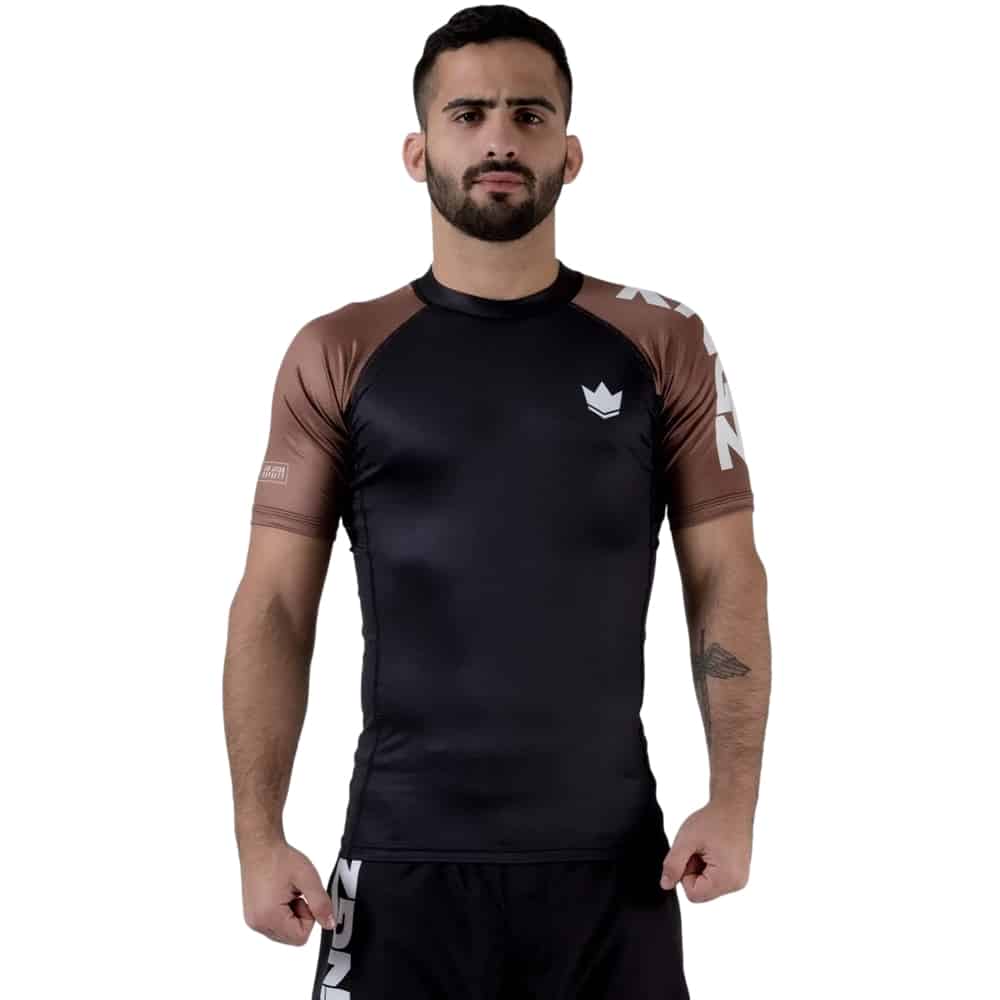 Kingz Performance Short Sleeve Ranked Rashguard Rashguards Kingz Brown X Small 